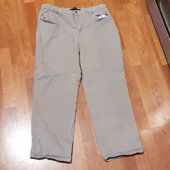 𝅺18s 18 short Gloria Vanderbilt jeans taupe khaki tan see desc stretch A - Picture 1 of 10